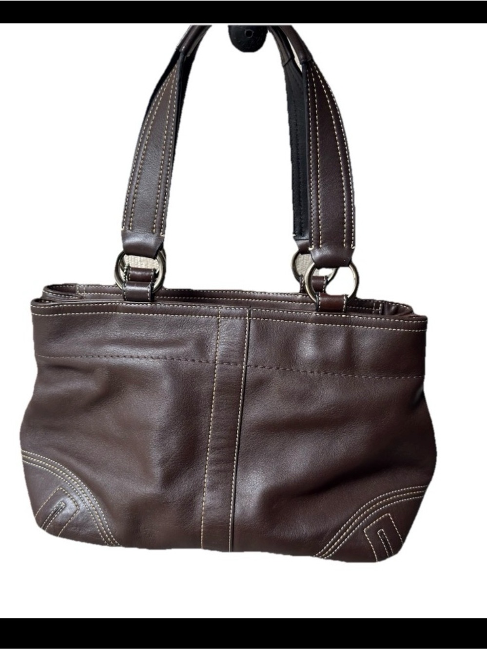 Vintage Coach Soho Brown Leather Double Buckle Pocket Shoulder Bag Y2K - Picture 3 of 12
